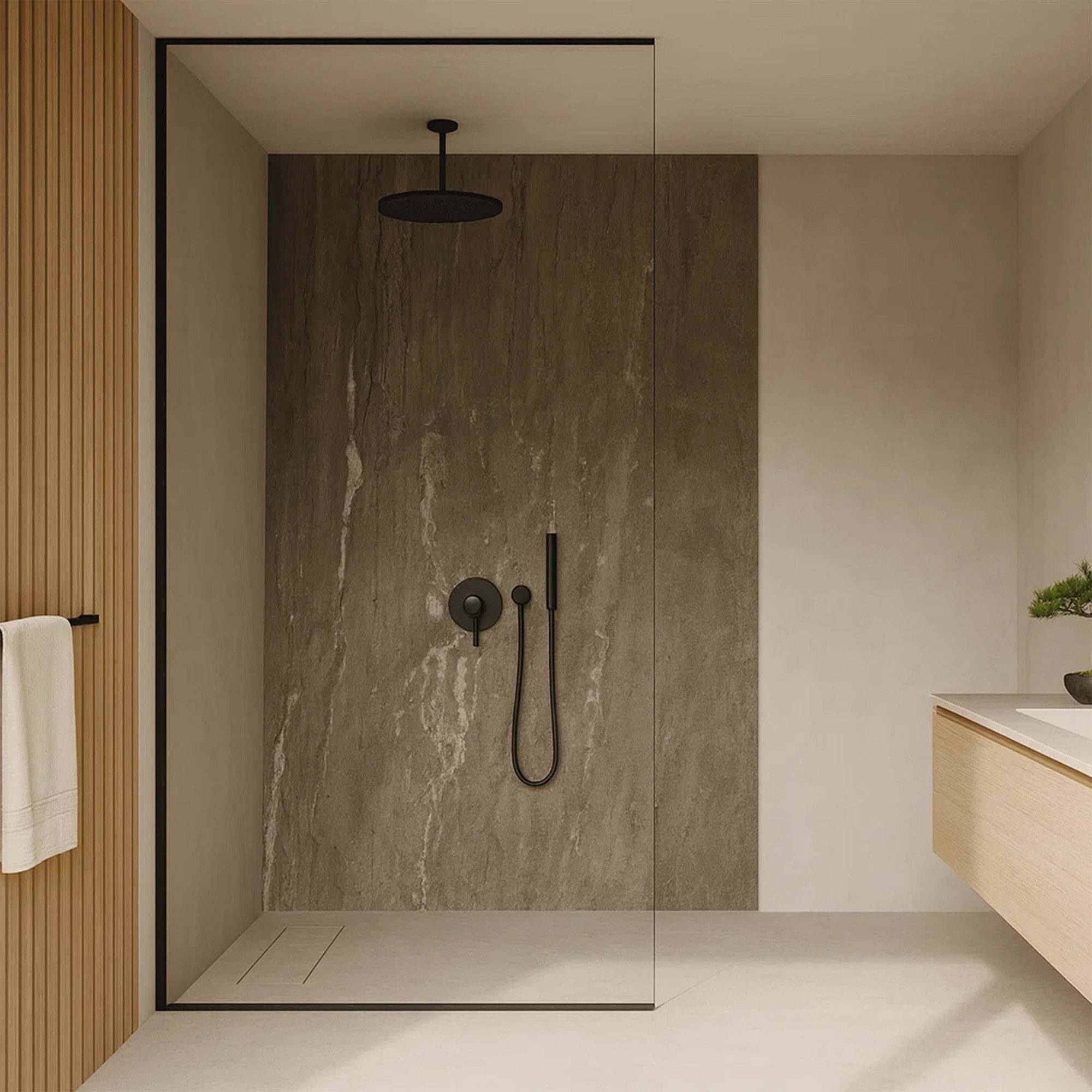 neu.haus Duschrückwand, (Set, 4-tlg), Wandpaneel »Bladel« 120 x 60 cm Ash G günstig online kaufen