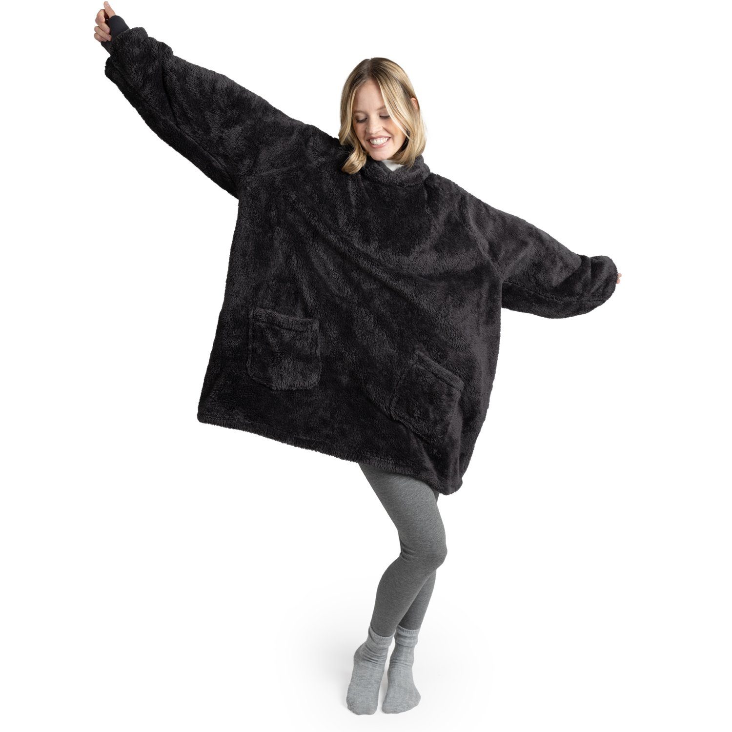 Blumtal Hoodie Ärmeldecke Unisex - flauschig mit Ärmeln - OEKO-TEX zertifiziert mit Ärmeln und Fußtasche