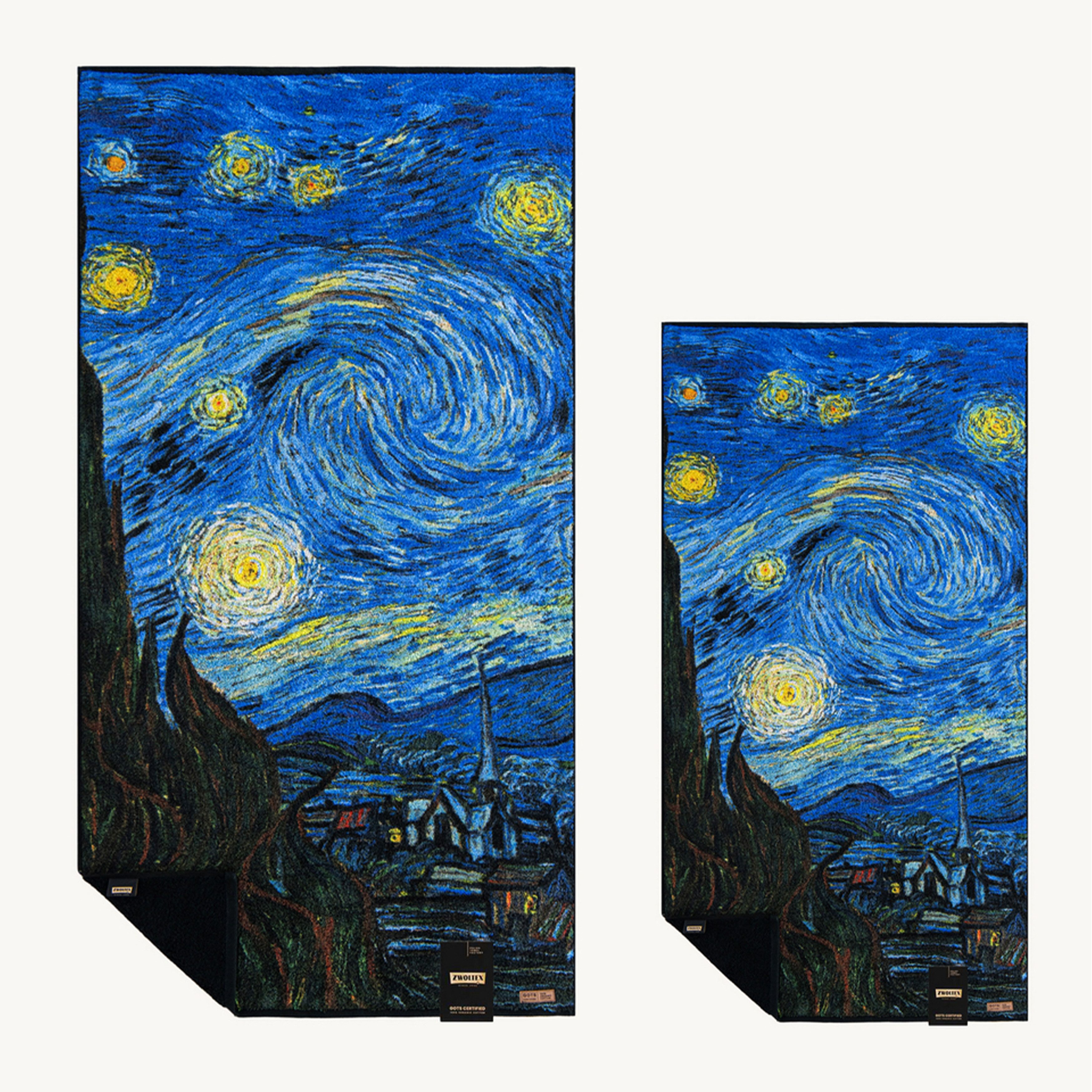 Zwoltex Handtücher Van Gogh Sternennacht Badetuch Set 600 g/m² hochwertig, (50x100 & 70x140 cm 60° waschbar OEKO-TEX 100% GOTS Baumwolle), Hochwertiger Druck auf dichtem Baumwollhandtuch