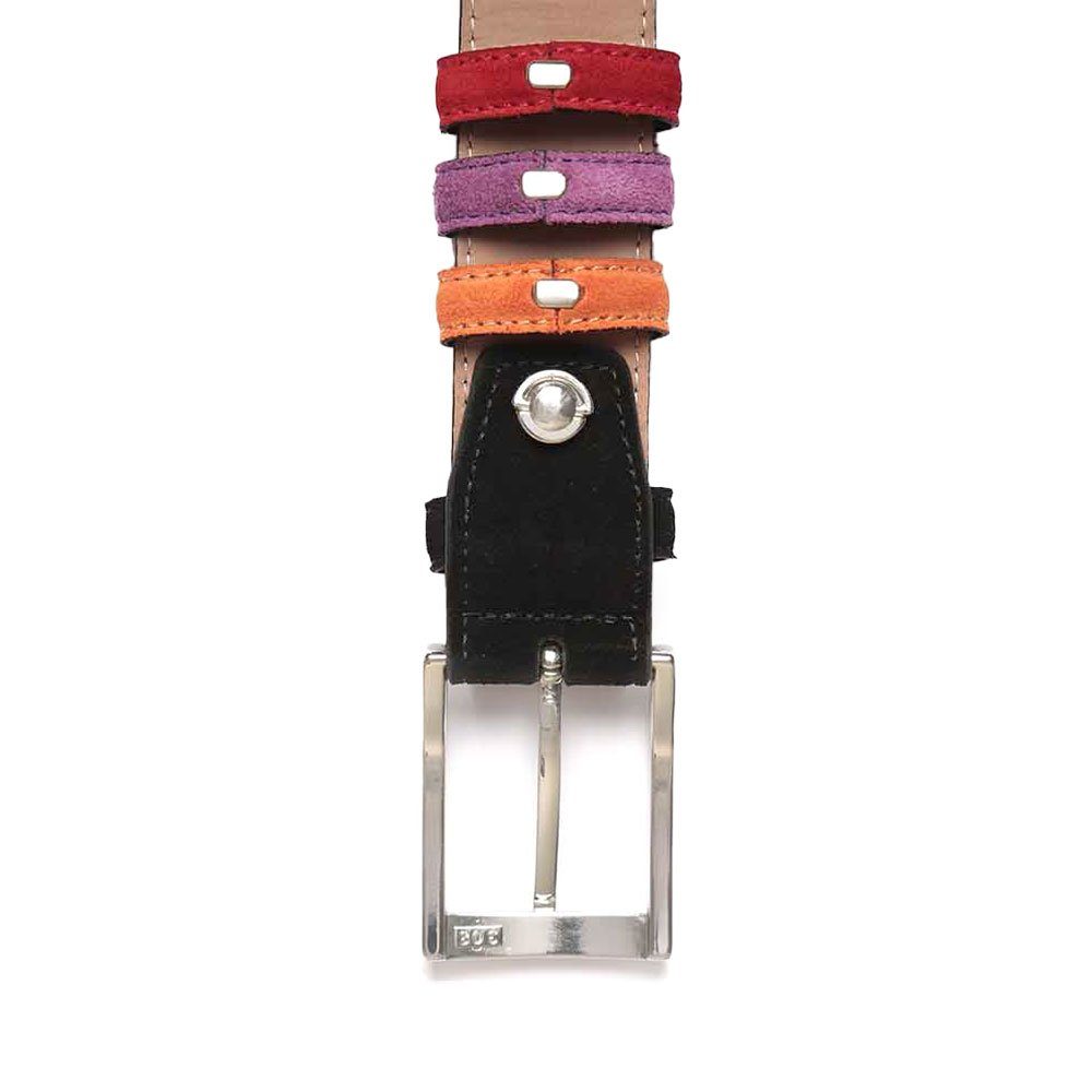 BGENTS Ledergürtel Veloursledergürtel mit Naht und drei kontrastfarbene Wechselschlaufen stylisch