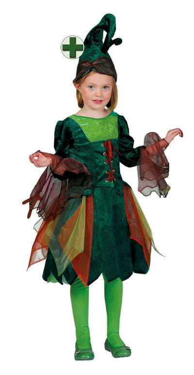 Karneval-Klamotten Feen-Kostüm Waldfee Waldelfe Kinderkostüm mit Hut, Mädchenkostüm Fee Karneval