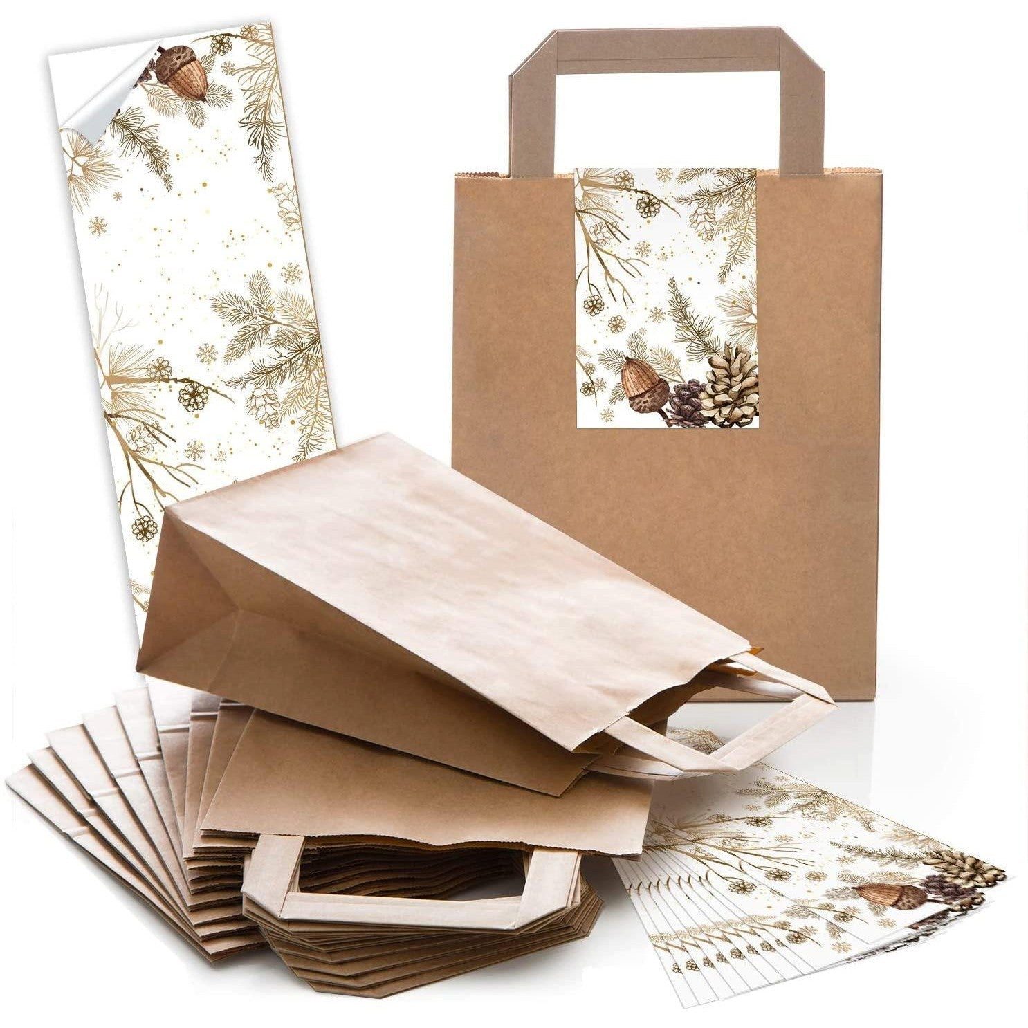 Logbuch-Verlag Dekofigur Geschenktaschen braun aus Kraftpapier 18 x 8 x 22 + weihnachtlicher