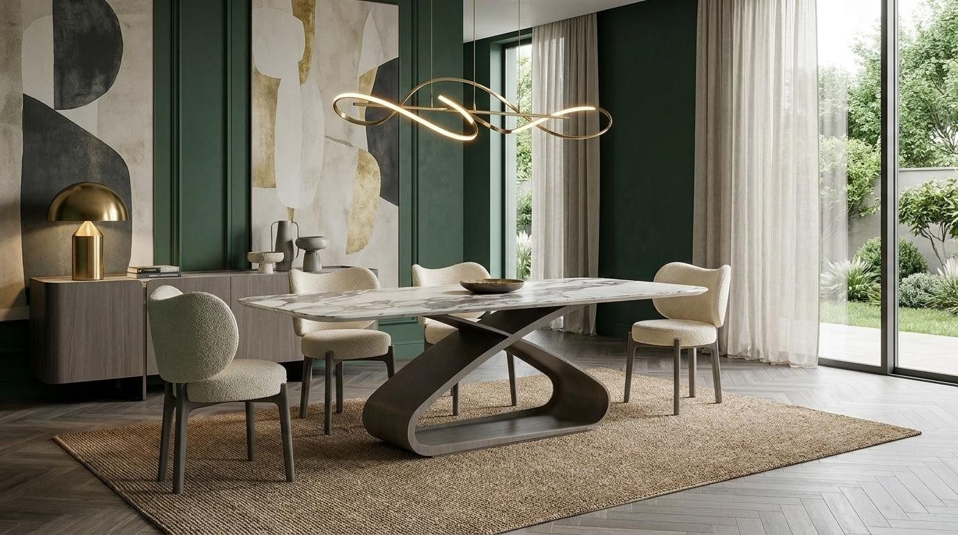 Xlmoebel Esszimmer-Set Esstisch 4x Stühle Esszimmer Stil modern weiß praktisch komfortabel, (5-St., 1x Tisch, 4x Stühle)