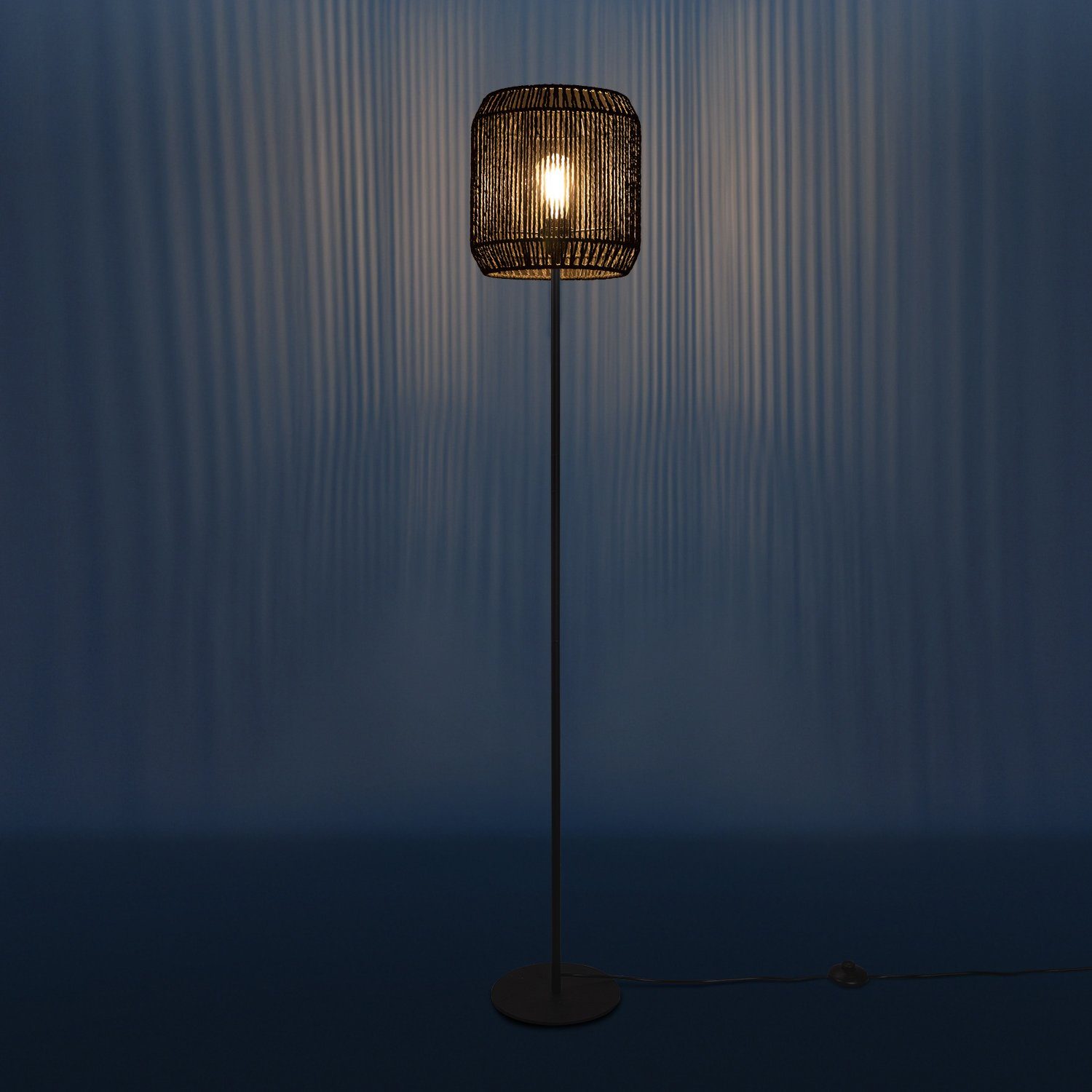 Stehlampe ohne Schlafzimmer Ela Leuchtmittel, LED Paco E27 214, Boho Wohnzimmer Home Modern Korb Optik