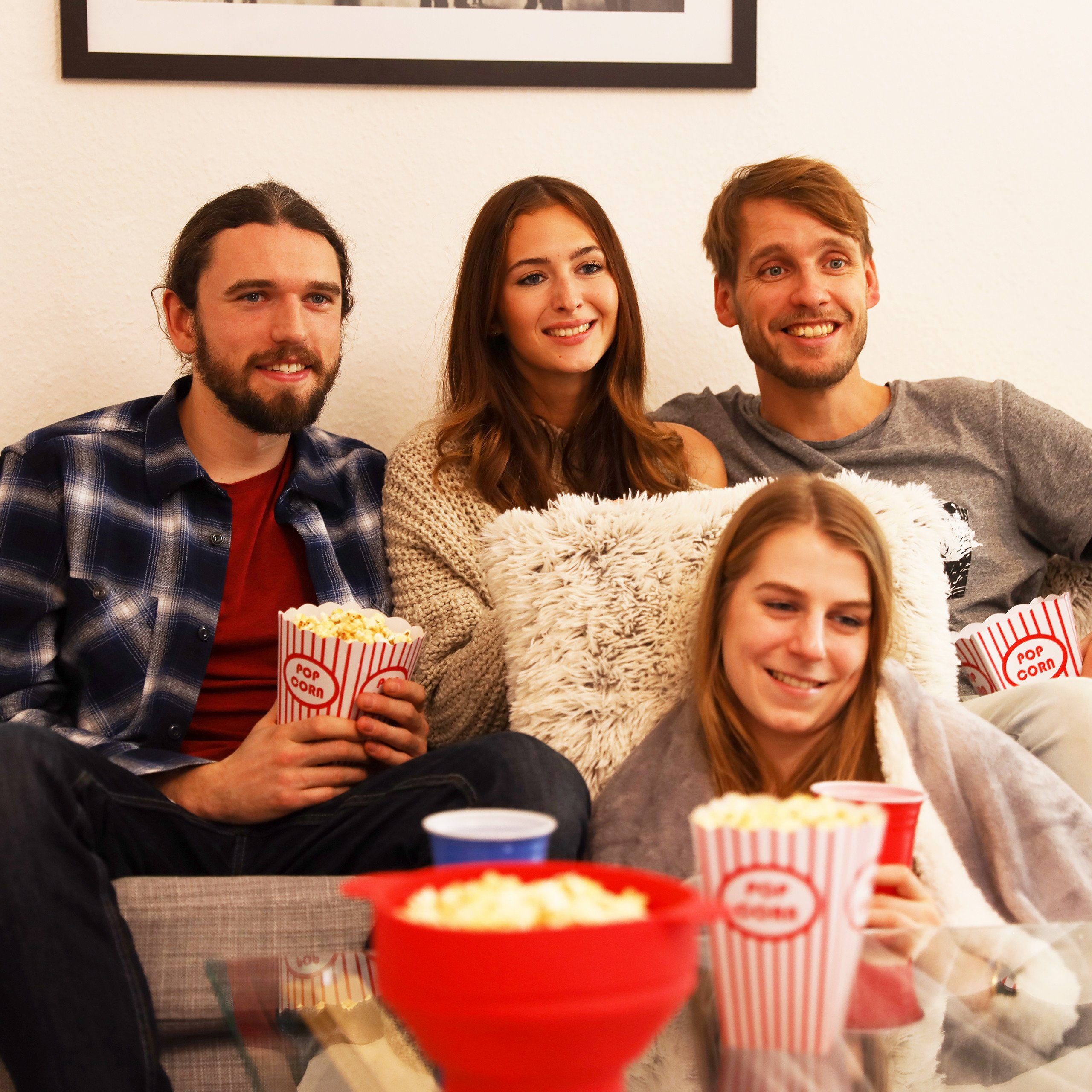 1 relaxdays x Mikrowelle Popcorn-Pfanne rot Silikon Popcorn Maker