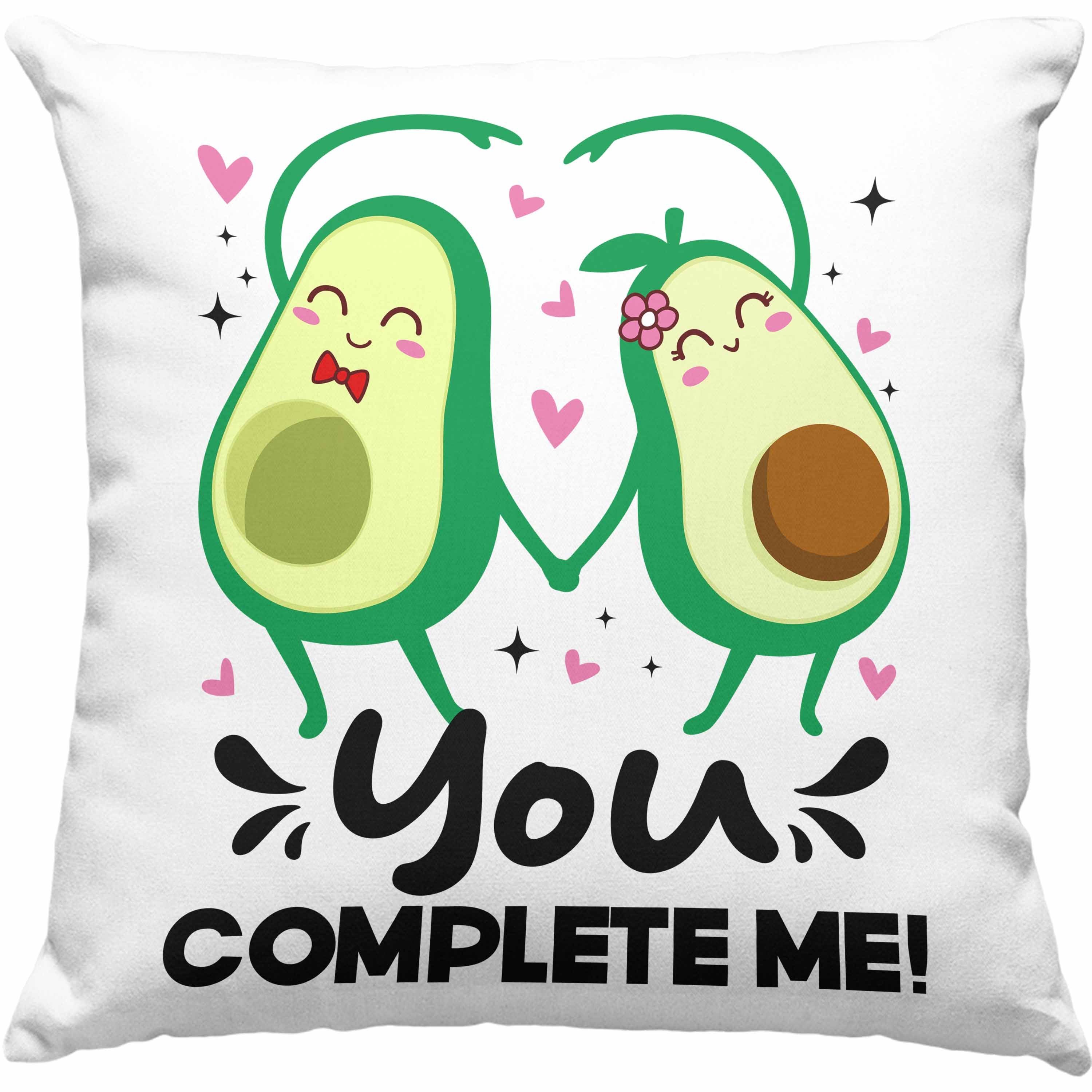 Geschenk mit Trendation 40x40 Freundin Beste Lustiger Liebe Avokado Füllung Complete You Dekokissen Kissen Spruch Trendation Paare Grün - Dekokissen Me