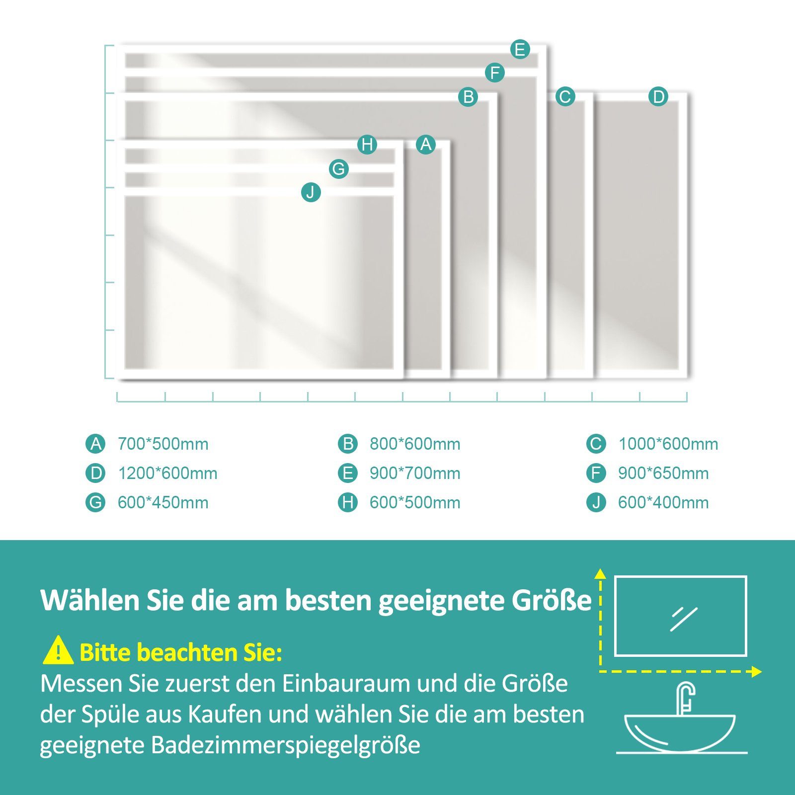 EMKE Badspiegel mit Druckknopfschalter Beleuchtung LED Badezimmerspiegel (Vertikal Horizontal möglich, Beschlagfrei, 2 Lichtfarben), Wandspiegel IP44. Reduzierter Preis € 103,99. Unverbindliche Preisempfehlung € 204,12