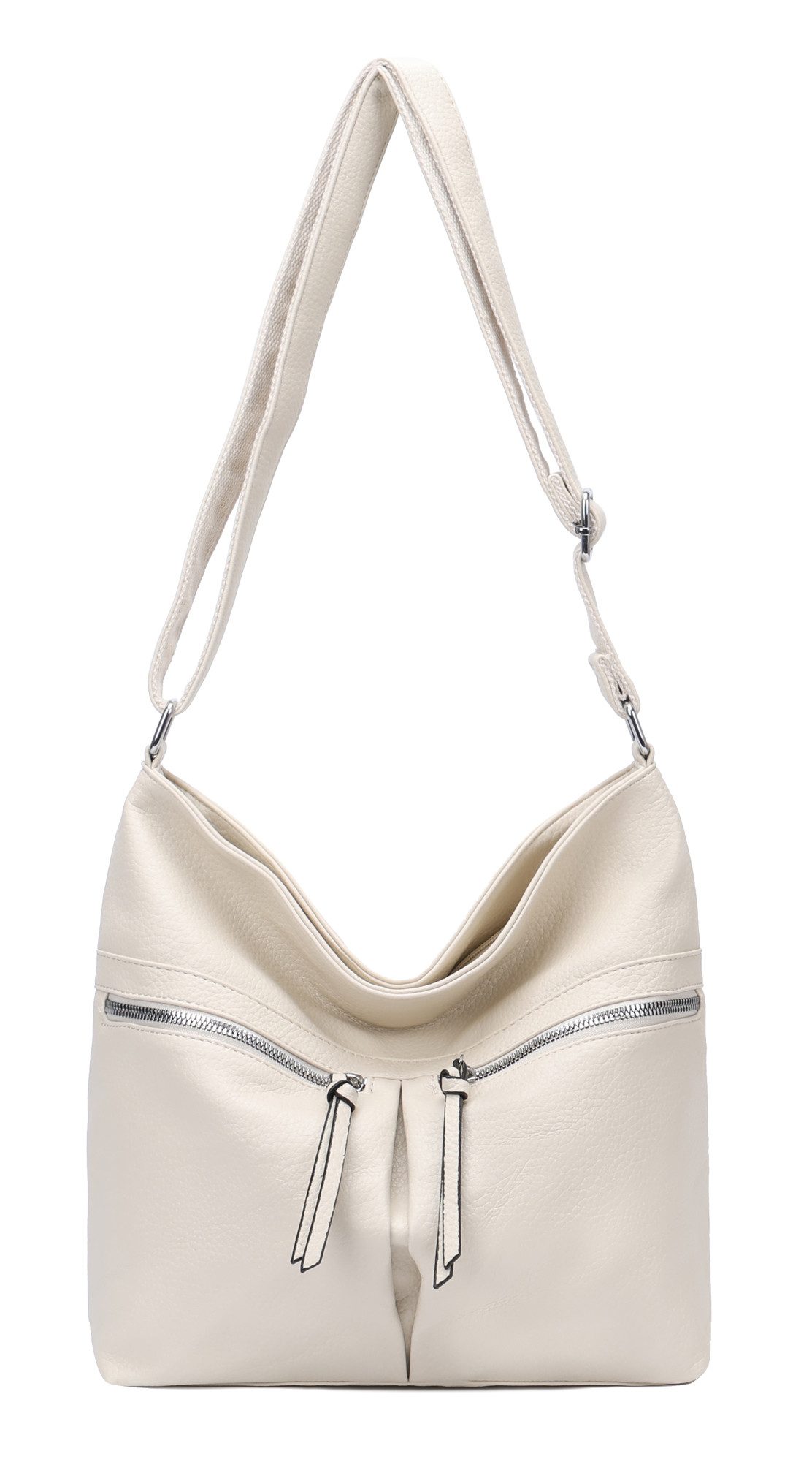 ITALYSHOP24 Schultertasche Damen Tasche Shopper Umhängetasche CrossOver Handtasche Reisetasche, Hobo Bag Crossbody City Bag Beuteltasche Freizeit Leder Optik Urlaub