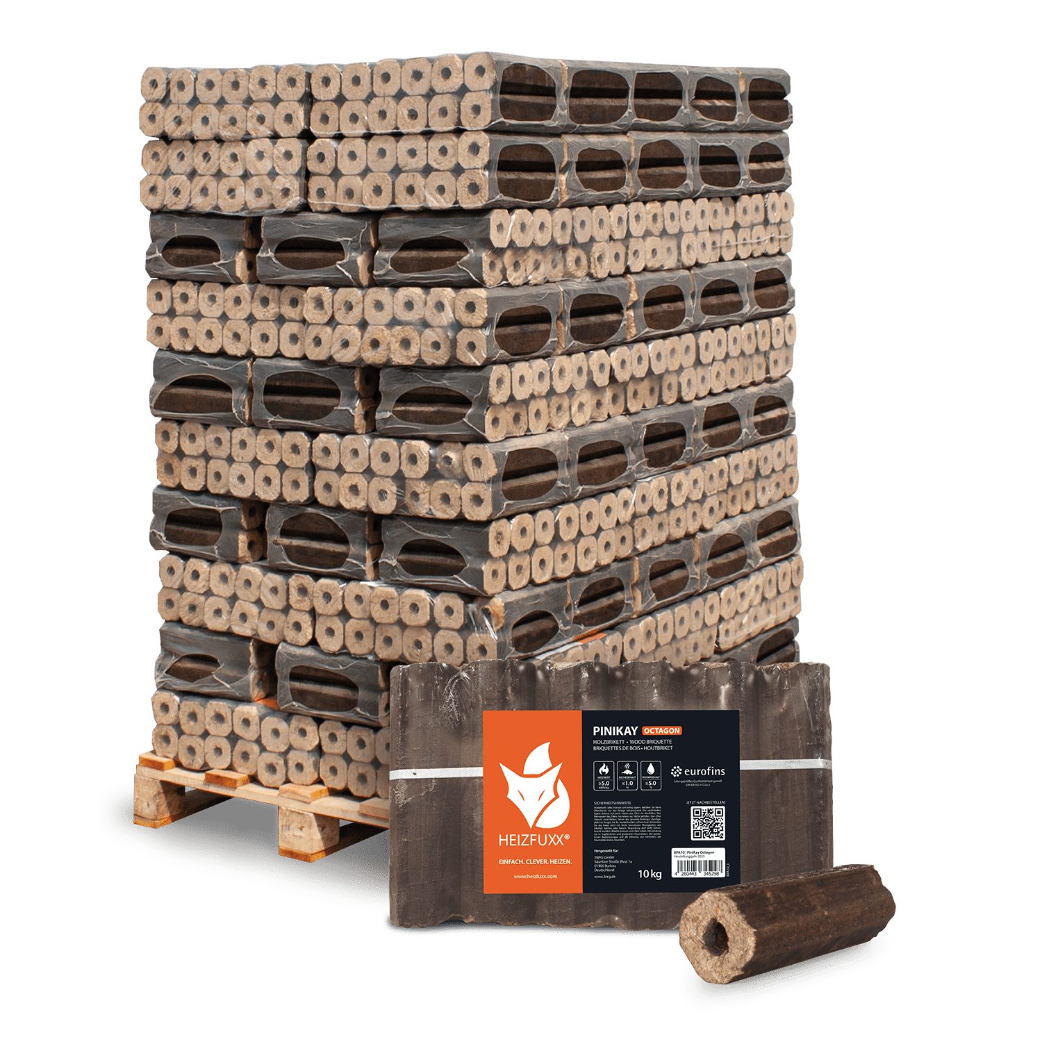 HEIZFUXX Holzbriketts PiniKay Octagon, 960 kg, (Palette, 96-St) günstig online kaufen
