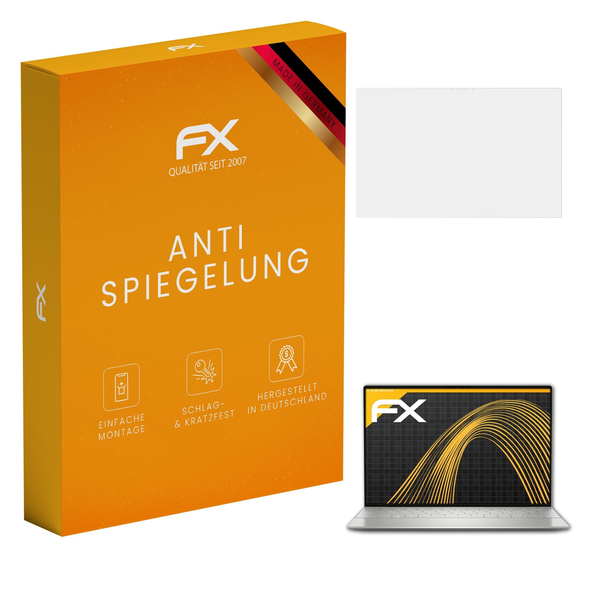atFoliX Schutzfolie für Dell XPS 13 Plus, (2 Folien), Entspiegelnd und stoßdämpfend