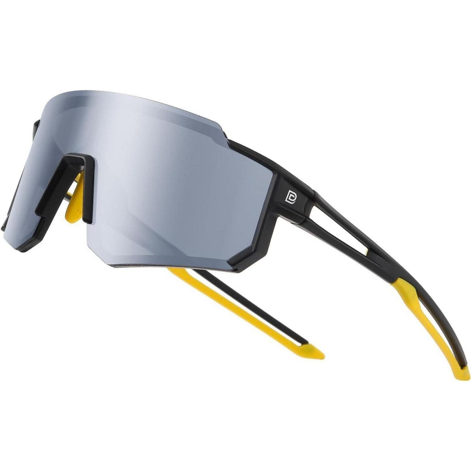 LuxusKollektion Fahrradbrille Sonnenbrille polarisierte Schwarz Rahmen Gelb Temple Mirror Linse, (1-St)