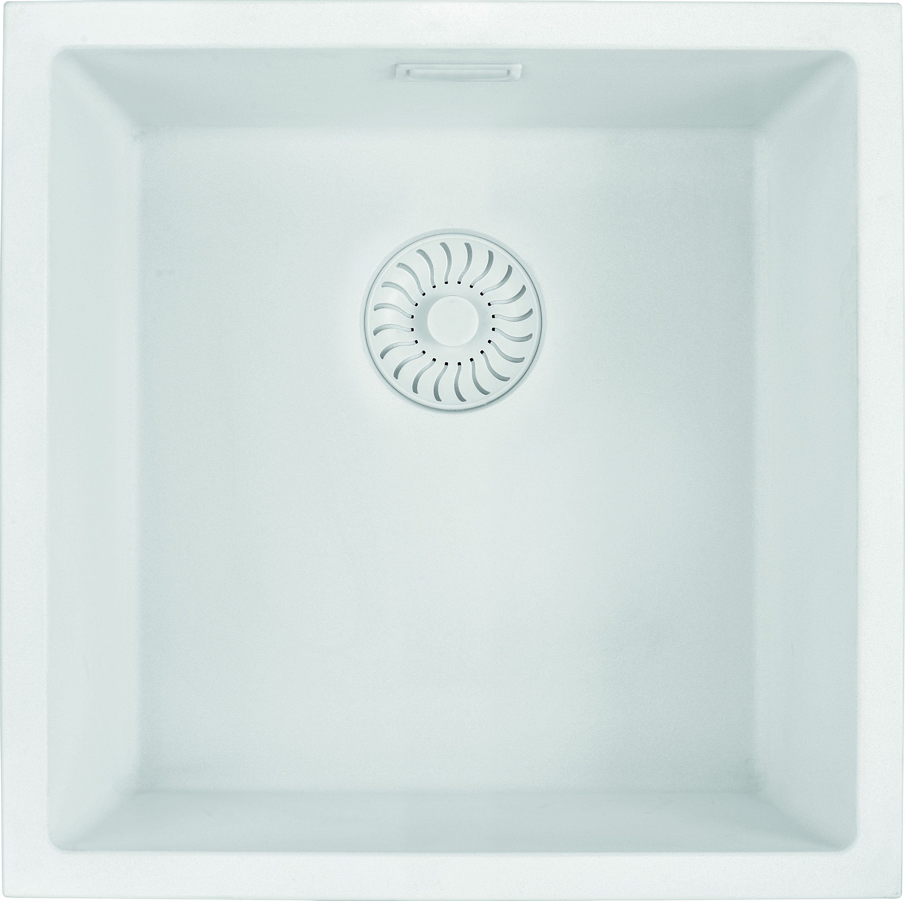 CARESSI Küchenspüle CAGRPP40WHTU, quadratisch, 45/45 cm, White Line, Quarzkomposit, Handgefertigt weiß
