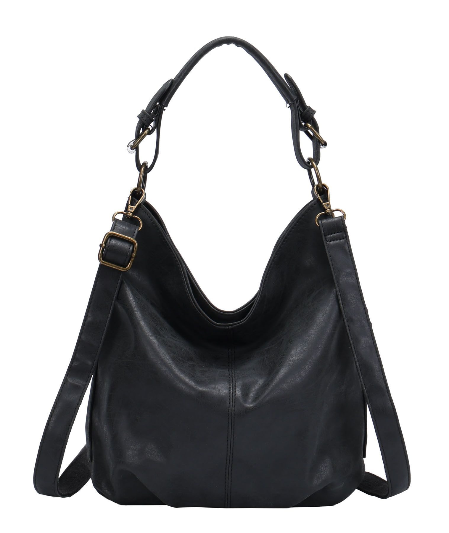 ITALYSHOP24 Schultertasche DAMEN SHOPPER Hobo Bag Umhängetasche Handtasche City Bag Cross-Over (Spar-Set: Henkel Tasche mit Schultergurt, Workbag Leder Optik, 2-tlg., mit Henkel und Schultergurt), Damentasche Freizeit Abend Leder Optik Henkeltasche Reise Crossbody
