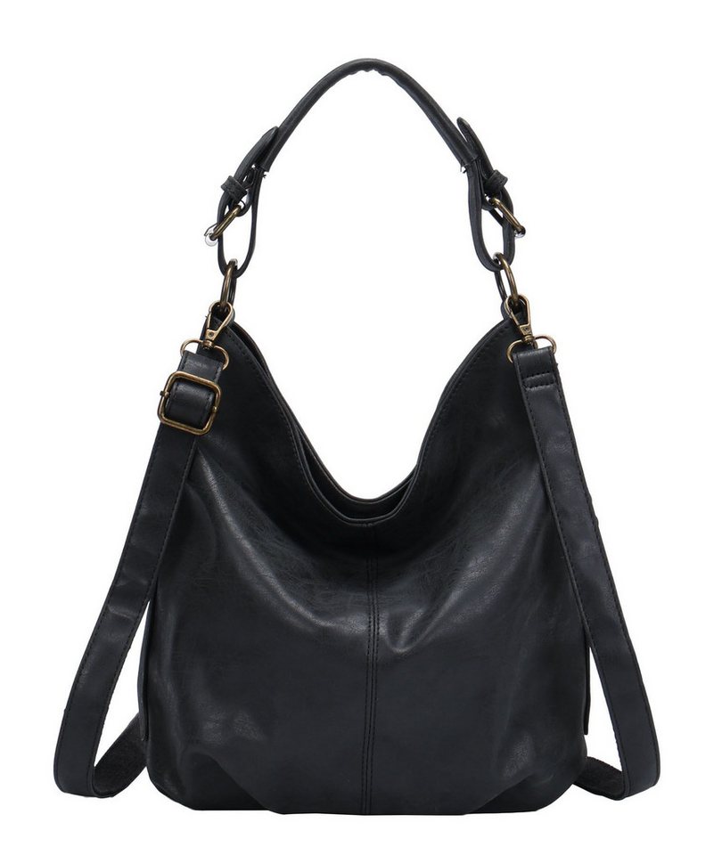 ITALYSHOP24 Schultertasche DAMEN SHOPPER Hobo Bag Umhängetasche Handtasche City Bag Cross-Over (Spar-Set: Henkel Tasche mit Schultergurt, Workbag Leder Optik, 2-tlg., mit Henkel und Schultergurt), Damentasche Freizeit Abend Leder Optik Henkeltasche Reise