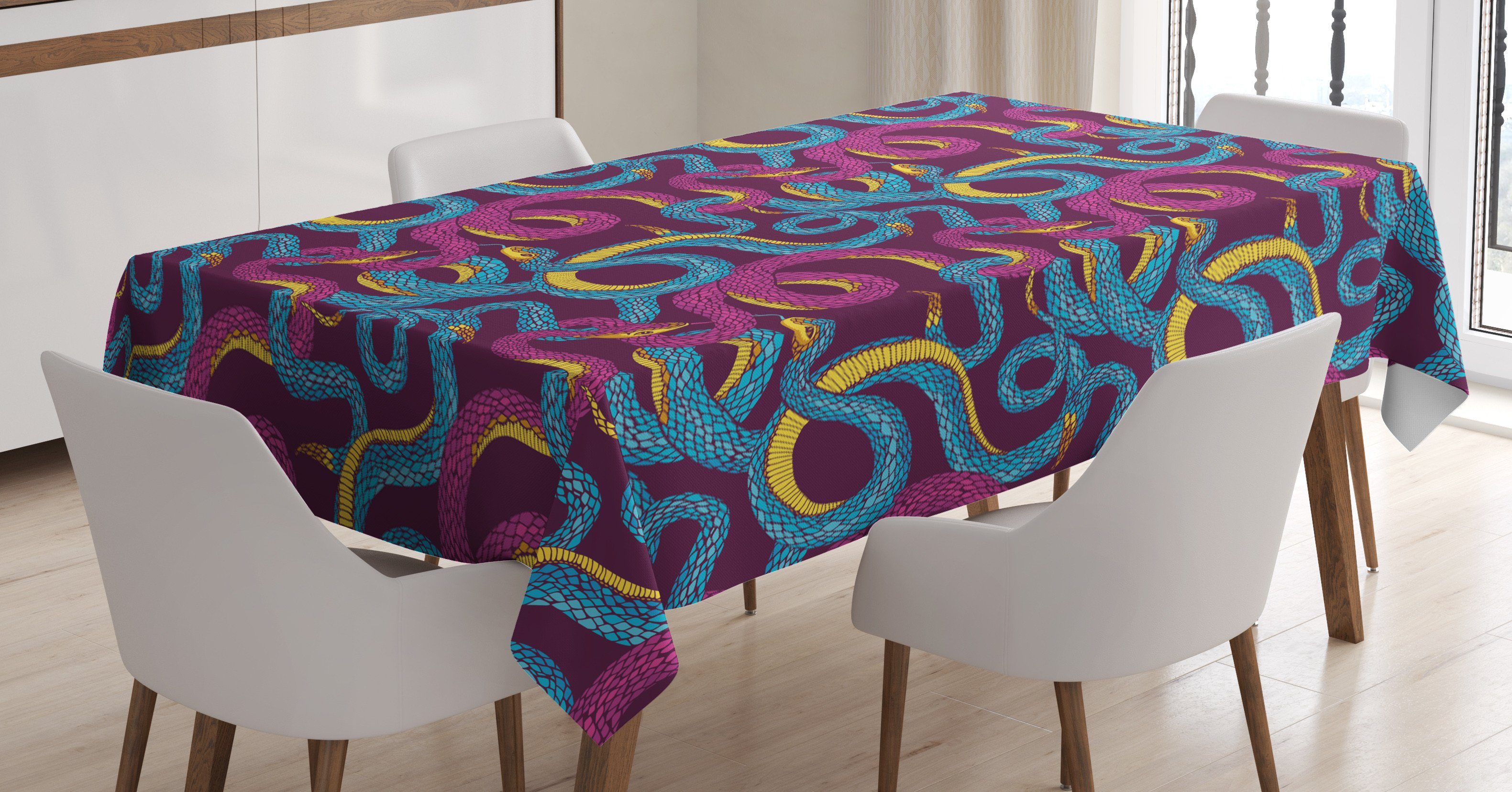 Farben, gezeichnet Hand den Tischdecke Waschbar Kunst-Schlangen Bereich Außen geeignet Abakuhaus Für Farbfest Klare Tier