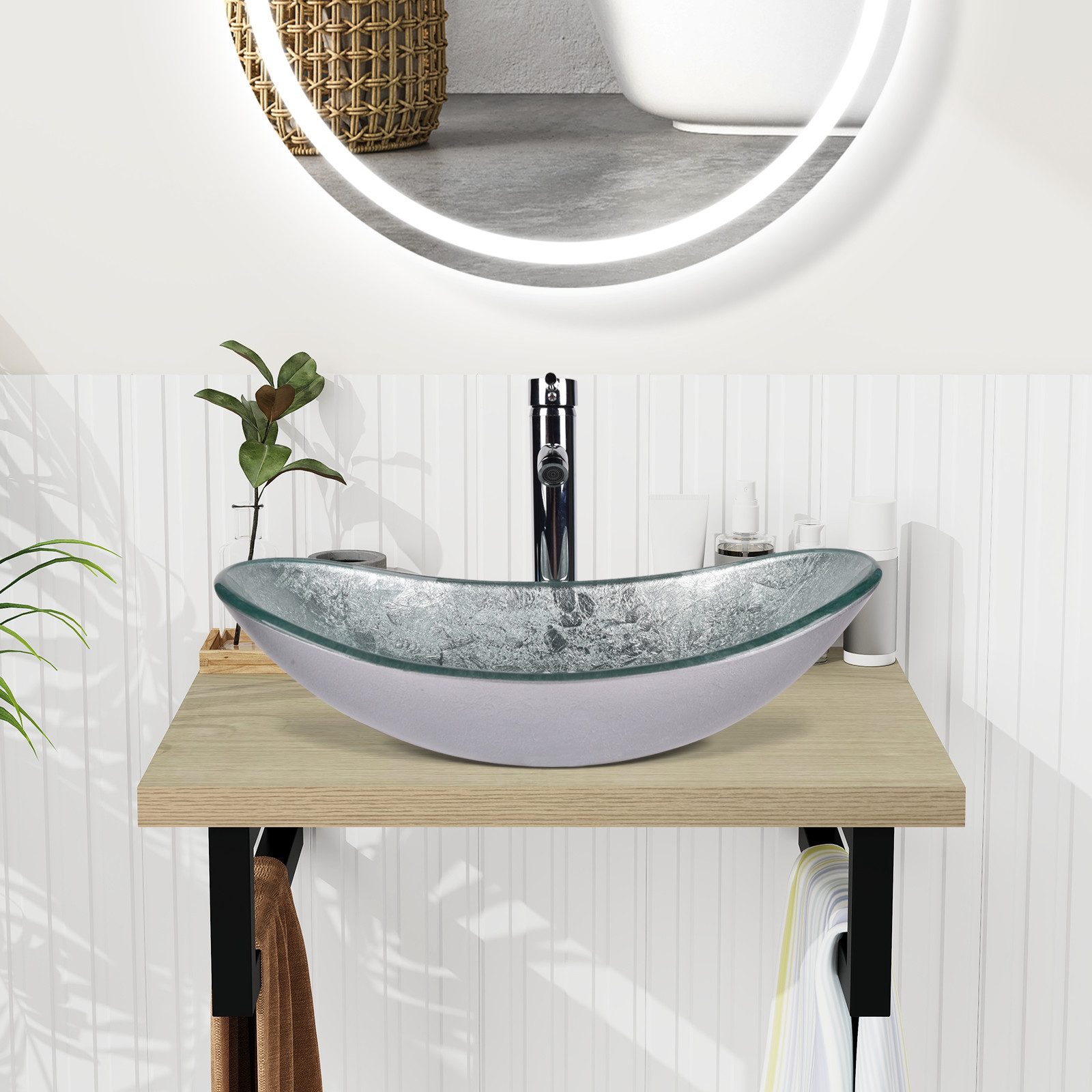Puluomis Badmöbel-Set Badezimmerschrank Waschbeckenunterschrank Set, Wascht günstig online kaufen