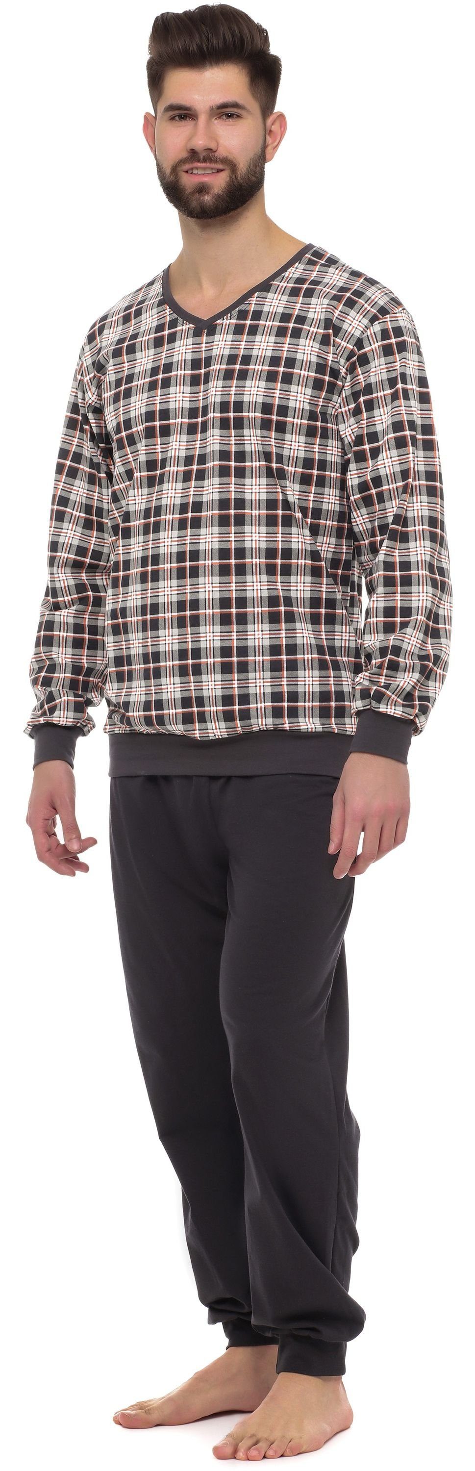 Timone Schlafanzug Herren Schlafanzug Lang mit Bündchen Baumwolle Nightwear Set TI30-107