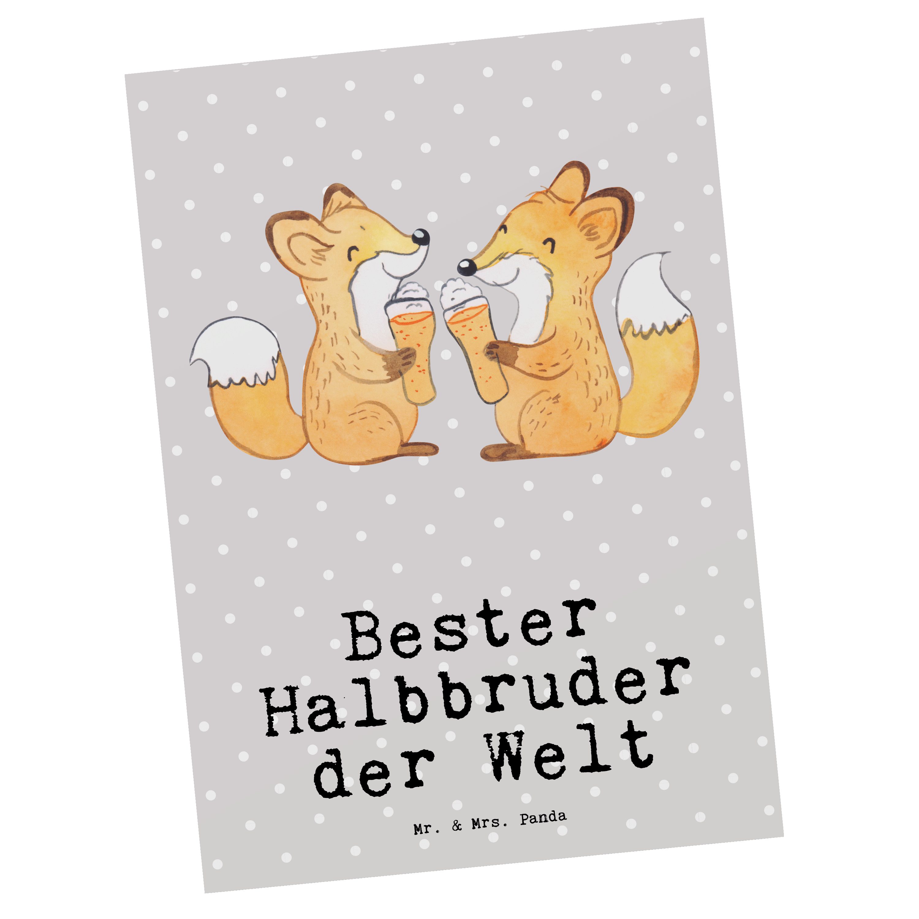 Mr. & Mrs. Panda Postkarte Geschenk, Fuchs Dankeskar Bester Pastell - der Grau - Halbbruder Welt