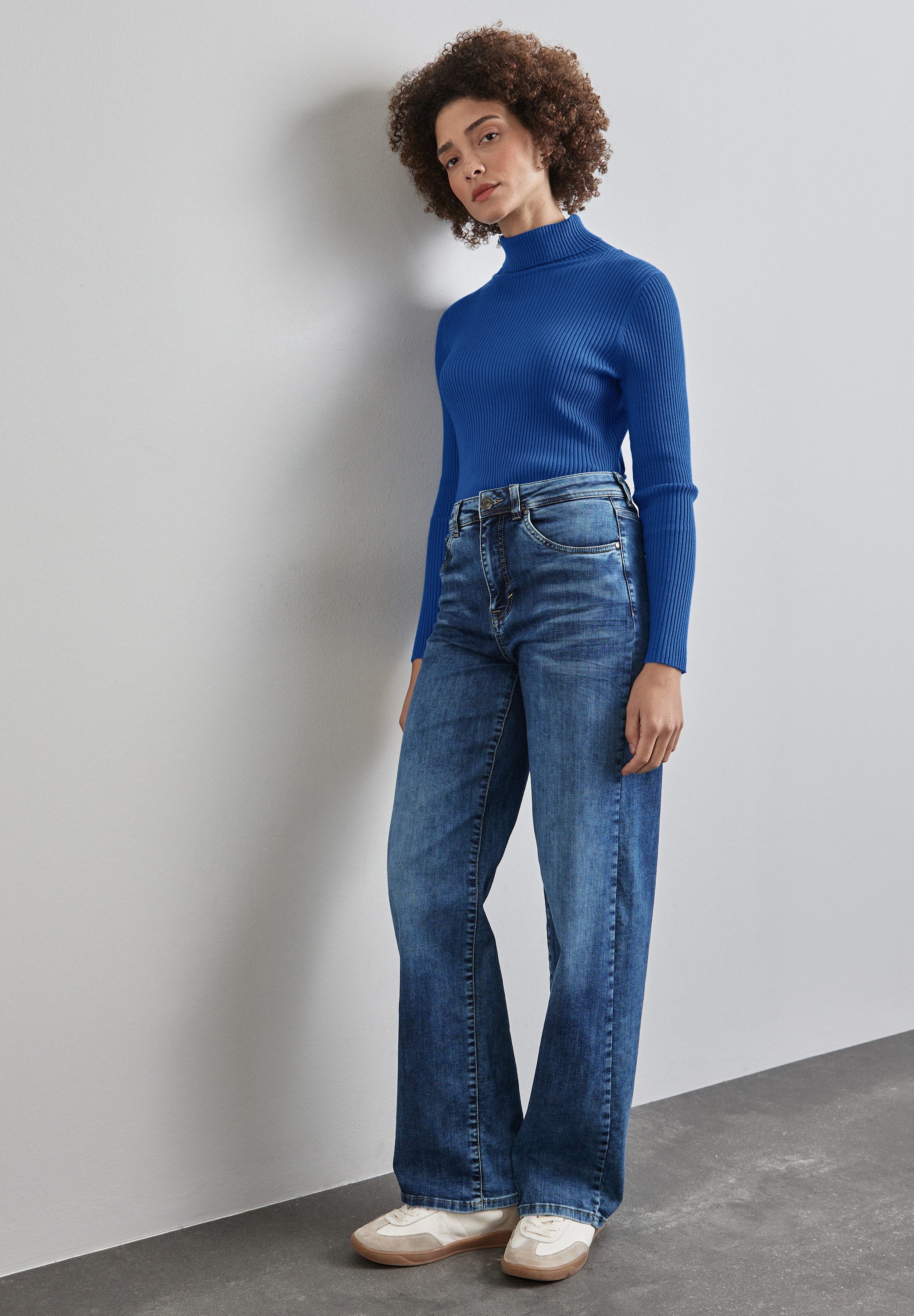 STREET ONE Rollkragenpullover mit Rippstrick-Struktur