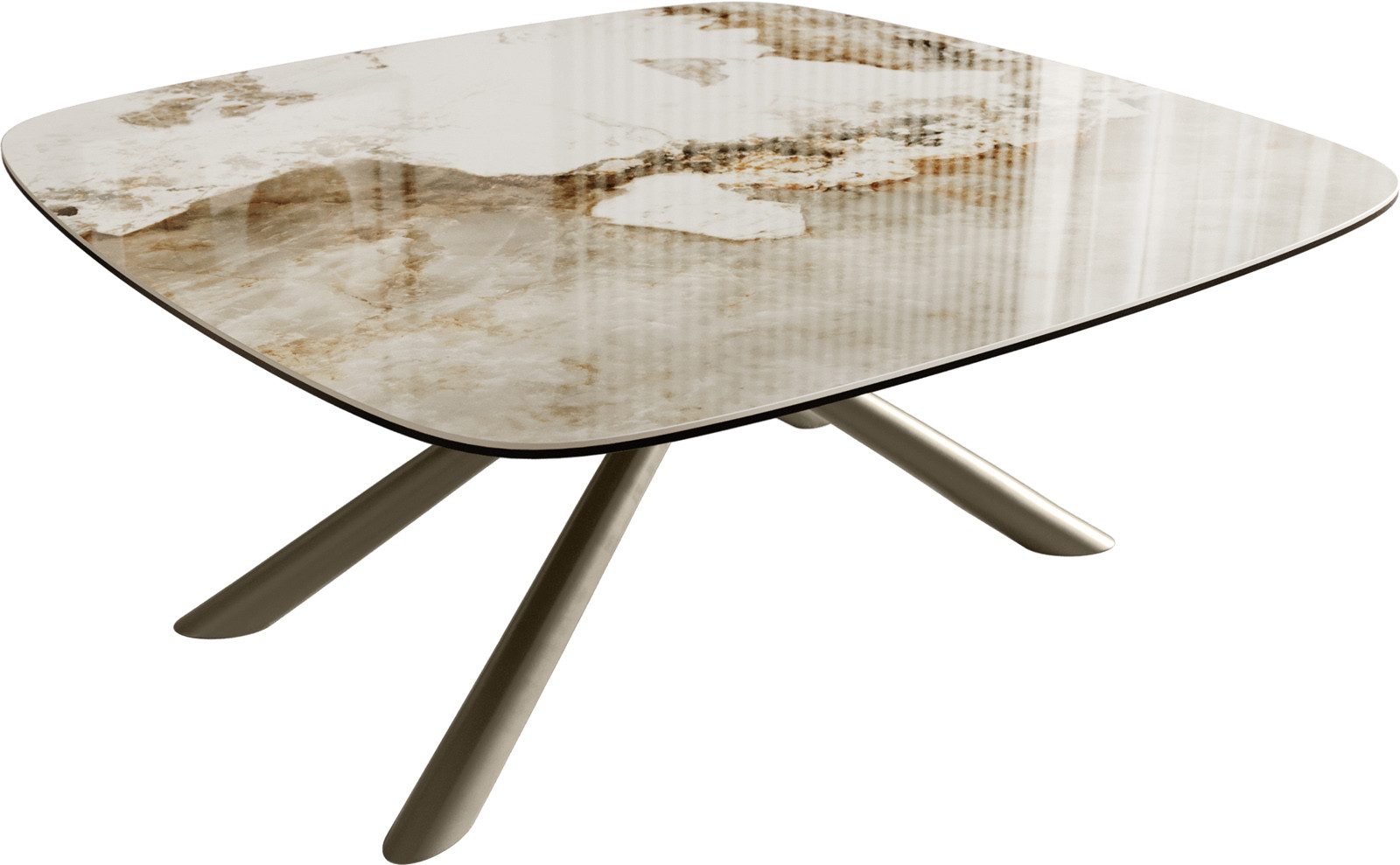 DELIFE Couchtisch Edge, Boot 90x90 cm Keramik Minas Melange Sarity Metall Effektfinish Titan