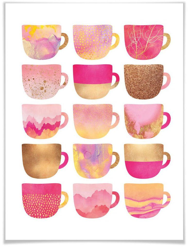 Wall-Art Poster Kaffeetassen Pink, Geschirr & Besteck (1 St) | Poster