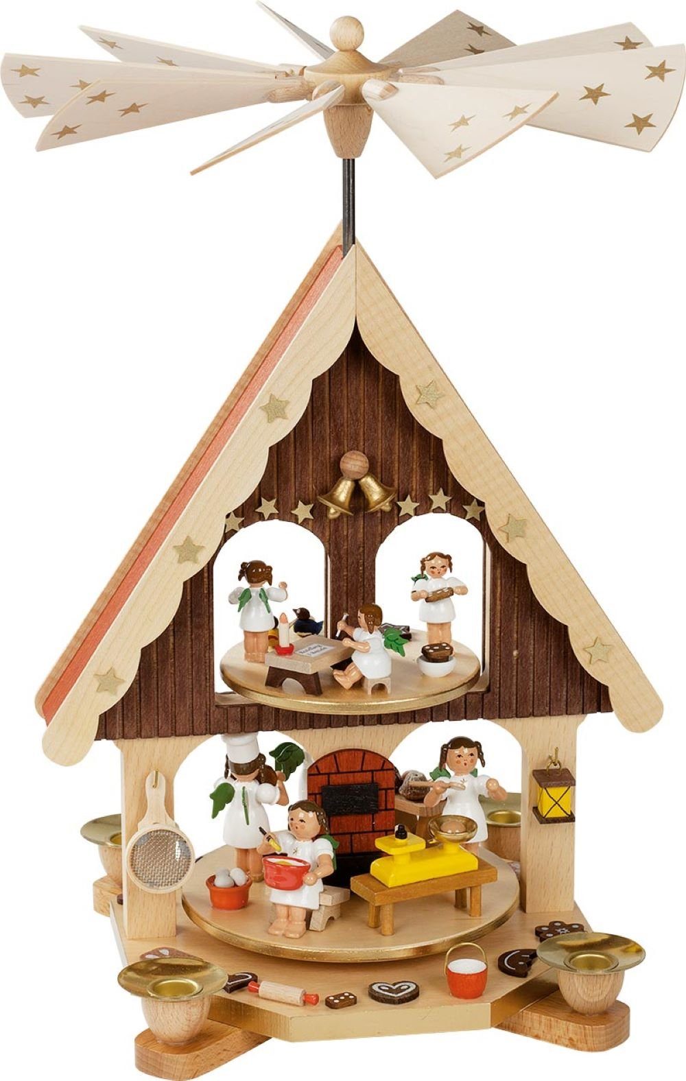 Glaesser Richard Erzgebirge aus Engel # 16294, Handwerkskunst Engelbäckerei dem Bäckerei, Weihnachtspyramide bunt, 2-stöckig Pyramide