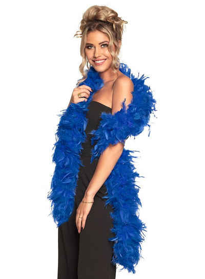 Boland Kostüm Federboa 80 g – blau, Farbenprächtiger Federschal von 180 cm Länge