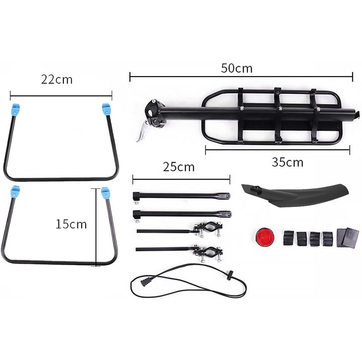 MidGard Fahrrad-Gepäckträger f. Sattelstütze, Fahrradgepäckträger aus Aluminiumlegierung MTB E-Bike, mit Reflektor & Schutzblech, verstellbar f. 24-29", belastbar bis 50kg