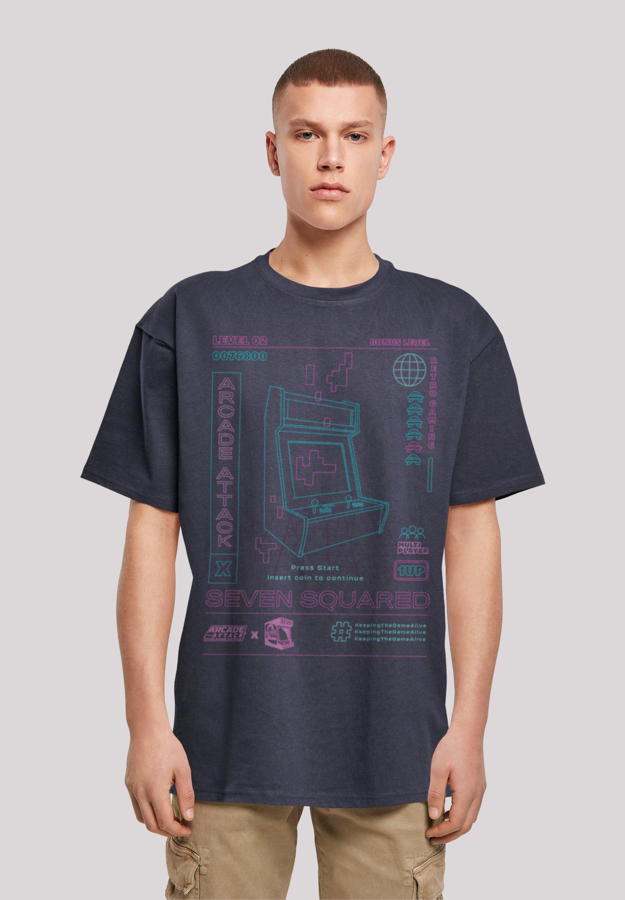 F4NT4STIC T-Shirt Arcade attack Retro Gaming SEVENSQUARED Print navy