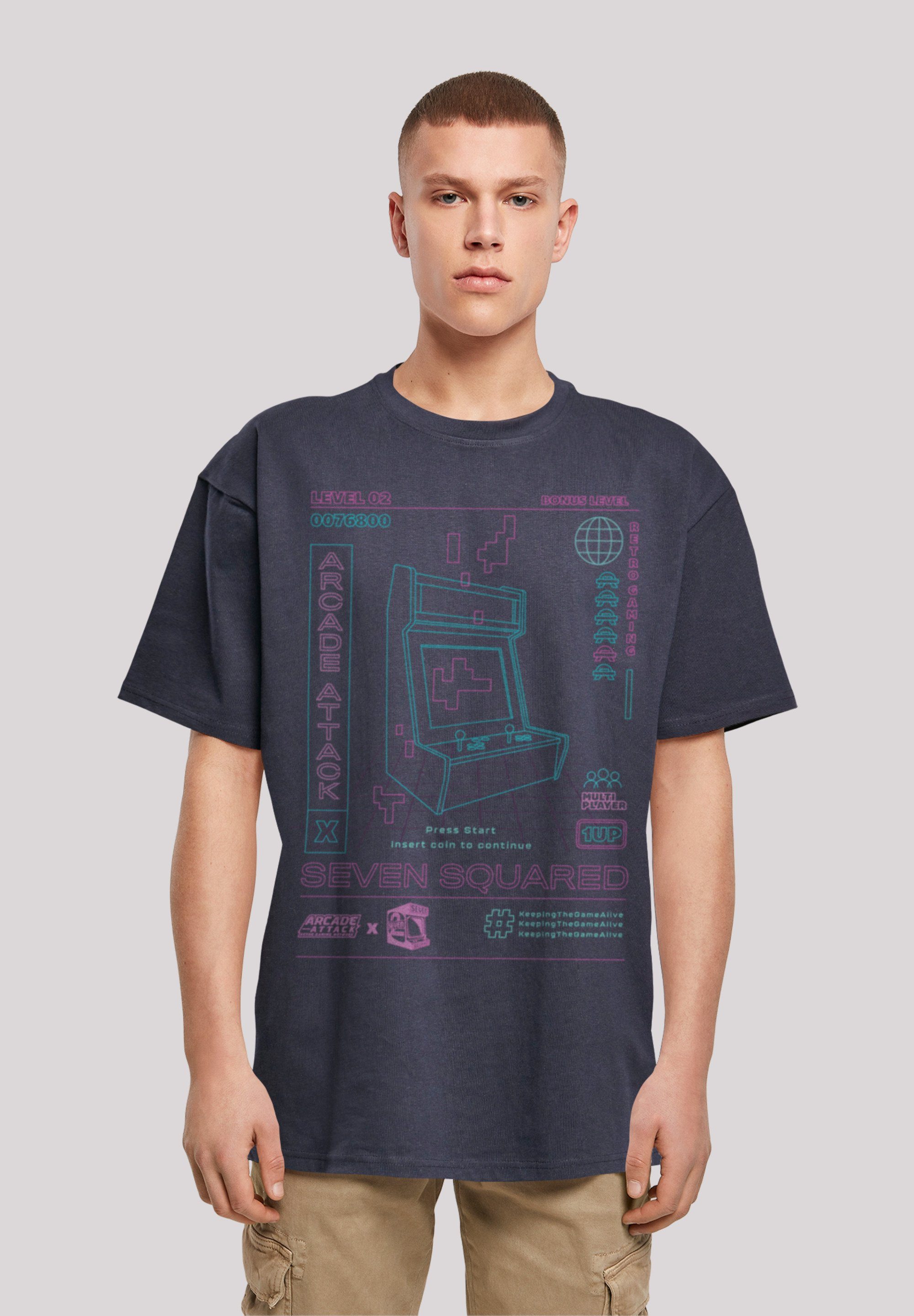 attack SEVENSQUARED F4NT4STIC Gaming Retro Print T-Shirt navy Arcade