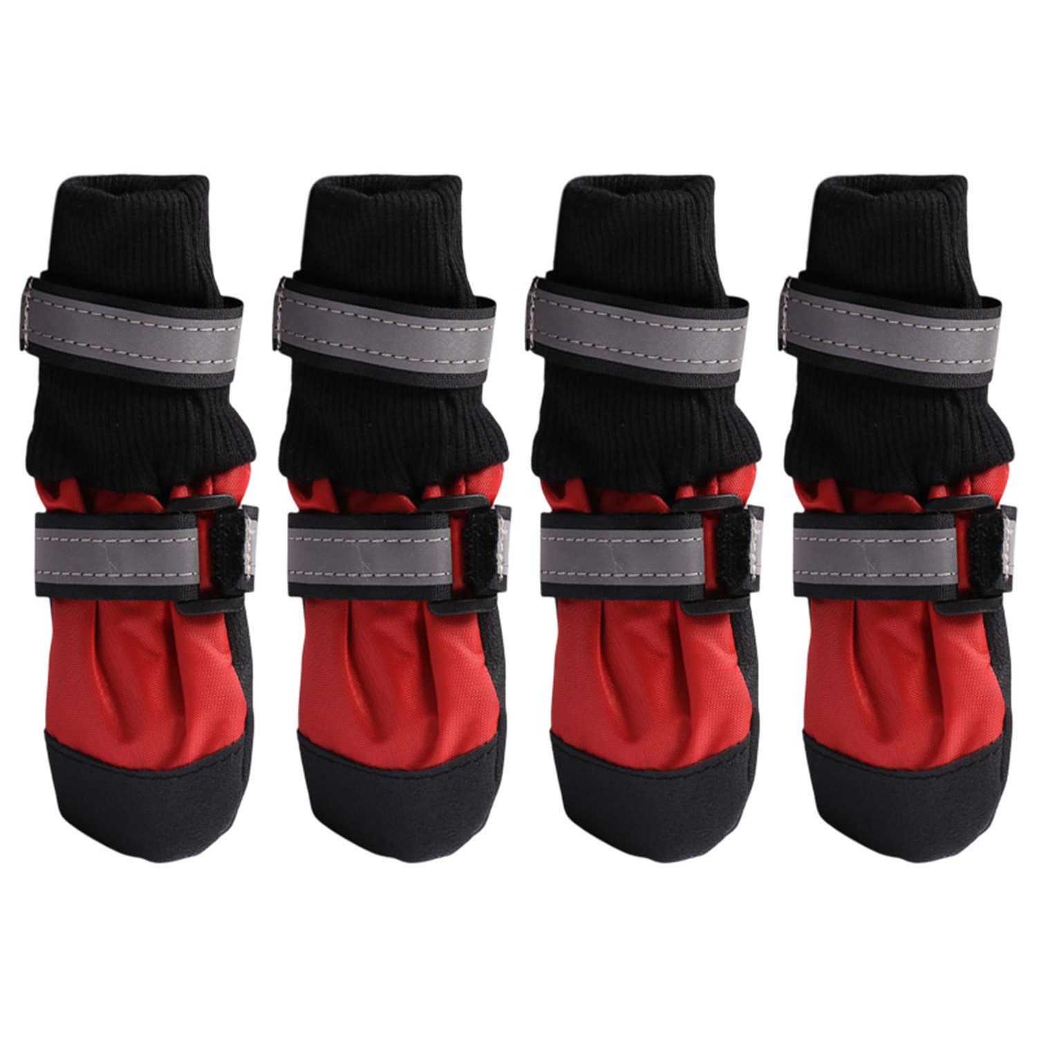 Refttenw Pfotenschutz Hundeschuhe Warme Hundestiefel mit Reflektierende Streifen, mit Verstellbarem Klettverschluss, S-XXL
