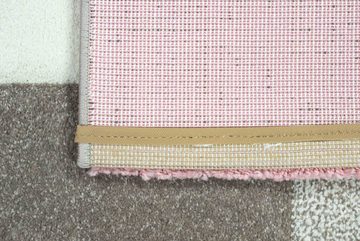 Teppich Designer Teppich Wohnzimmer mit Karo Muster in Creme Pink Grau, Carpetia, rechteckig, Höhe: 13 mm