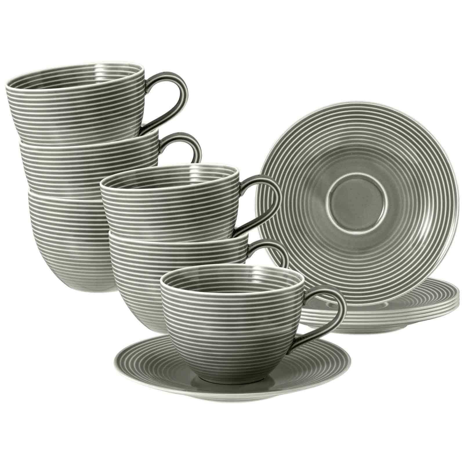 Seltmann Weiden Tasse Beat Color Glaze Milchkaffeetassen mit Untertassen, 12-tlg., Porzellan