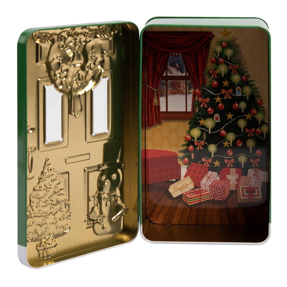 POWERHAUS24 Keksdose Blechdose weihnachtliche Haustür ca. 20,5 x 12 cm, Blech, (Einzelartikel)