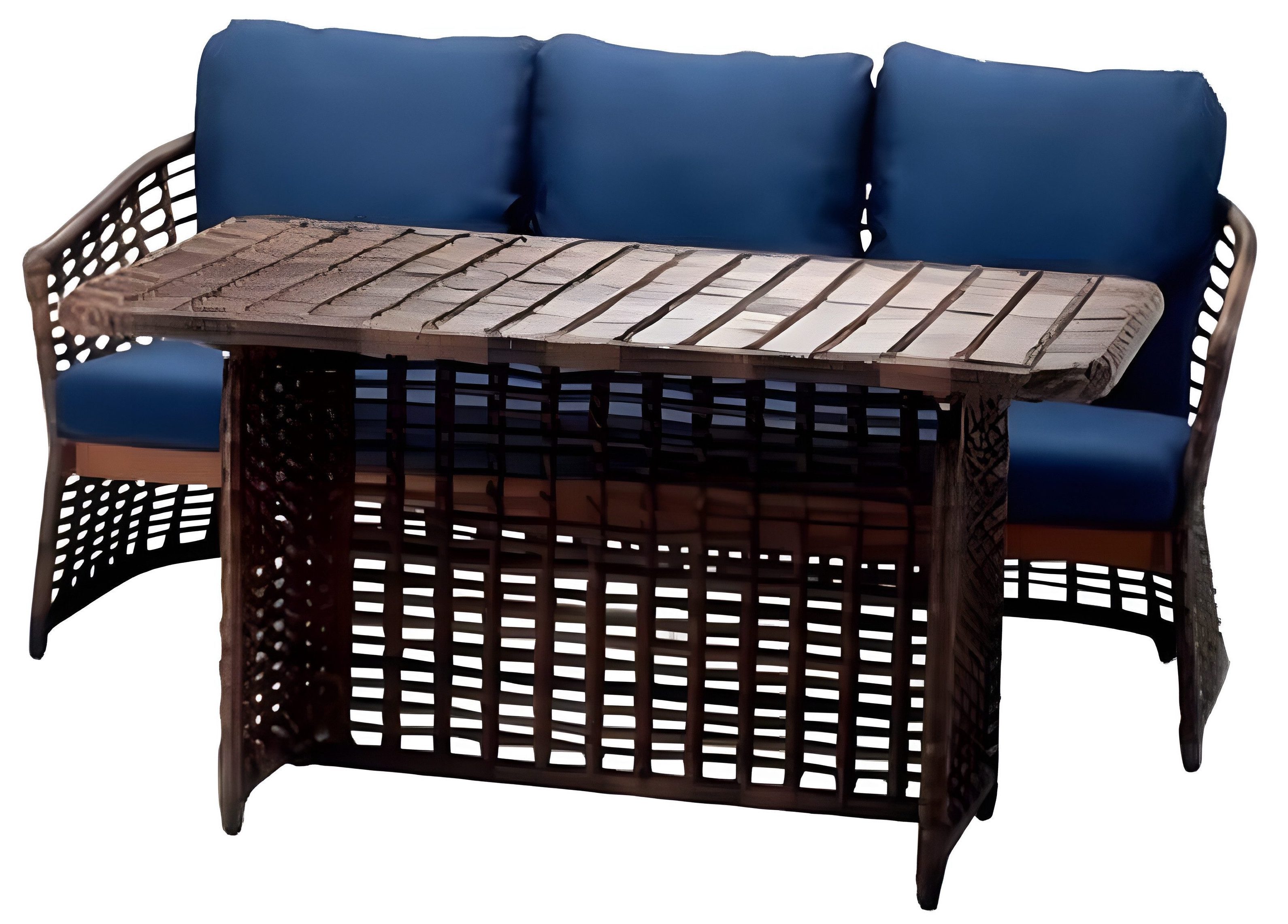 Xlmoebel Gartenlounge-Set Rattan Gartenlounge mit Tisch für stilvolle Entspannung im Freien, (2tlg Set(Sofa 3 Sitzer+Couchtisch), Hergestellt in Europa
