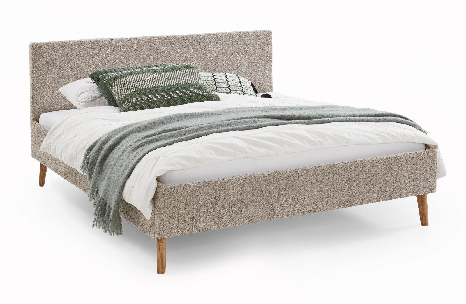 meise.möbel Polsterbett Leros (mit Boucle-Stoff in Taupe, Liegefläche 140x200 oder 180x200 cm), Komforthöhe