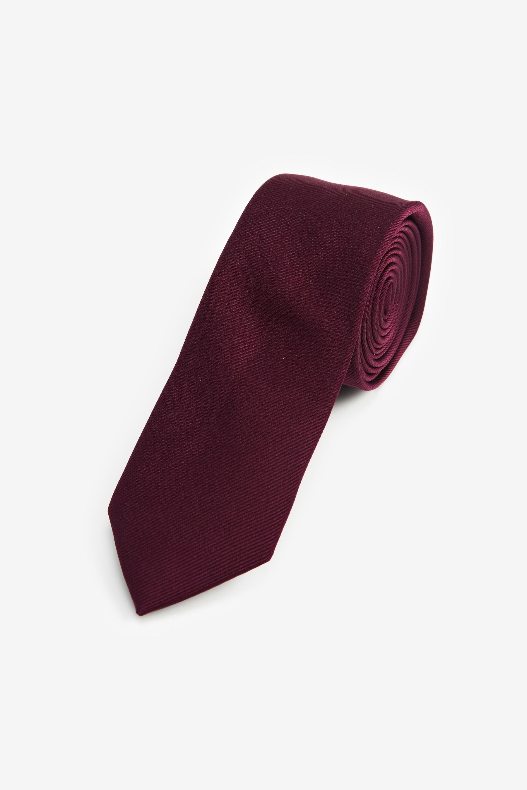 Next Krawatte Schmale Twill-Krawatte (1-St) Burgundy Red