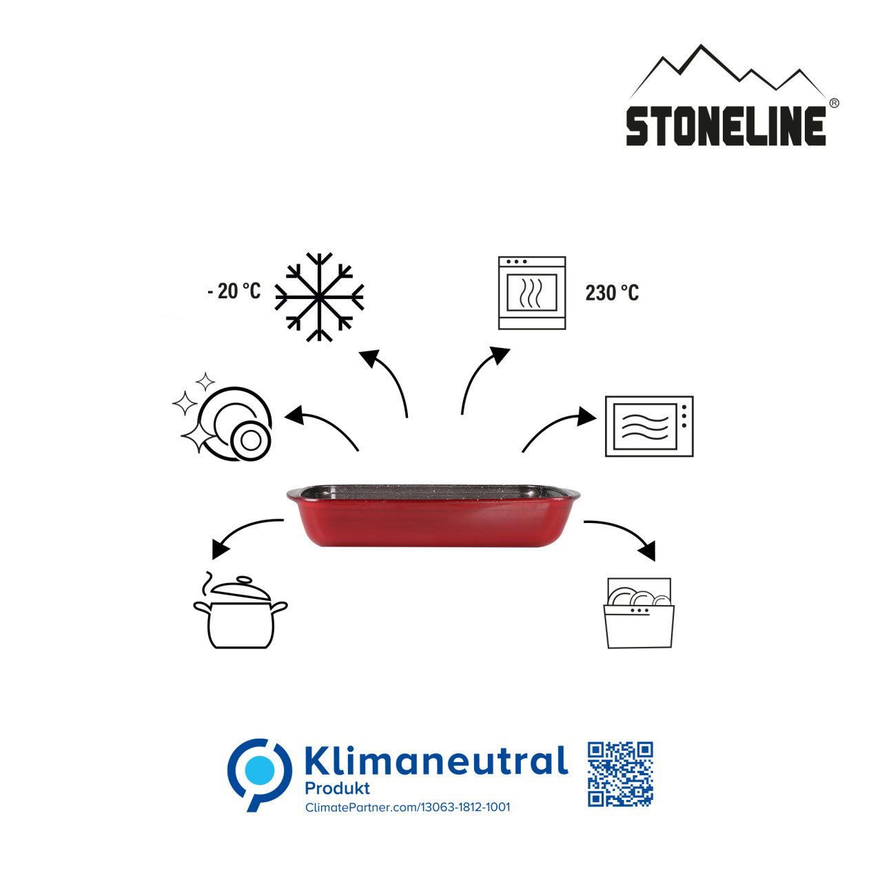 STONELINE Auflaufform, Glas, KLIMANEUTRAL, mit echten Steinpartikeln, Designed in Germany