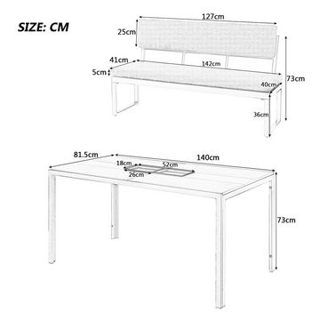 PHOEBE CAT Garten-Essgruppe, (Gartenmöbel Set, 3-tlg., Sitzgruppe für 6 Personen), Gartenlounge Set Aluminium mit 2 Bänke und 1 Esstisch