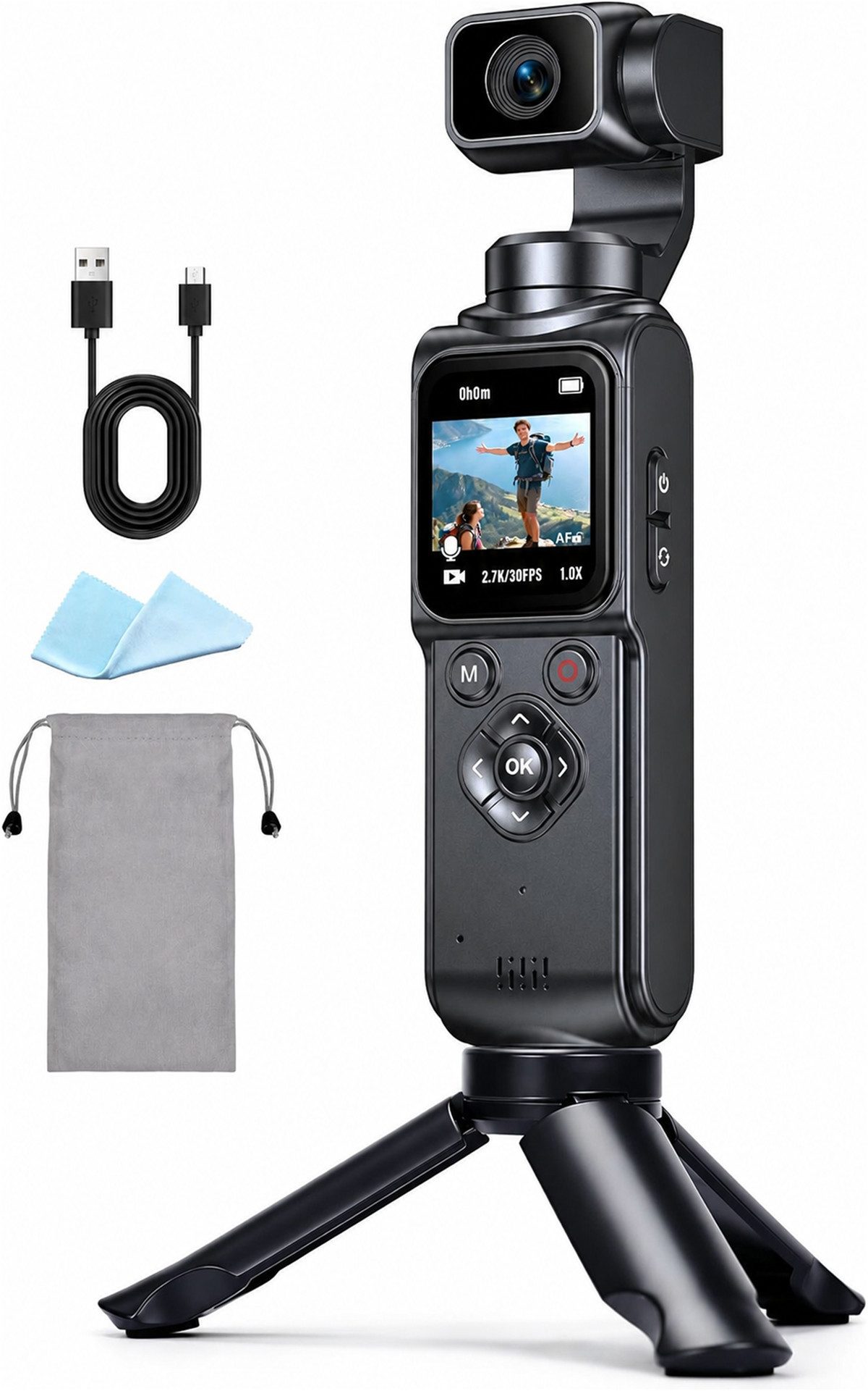 ibettertec Action Kamera 4K, Vlog Kamera mit 1,72-Zoll-Touchscreen Kompaktkamera (inkl. AI Tracking & App Verbindung, Kompakte Video Kamera, für Reisen und Outdoor)