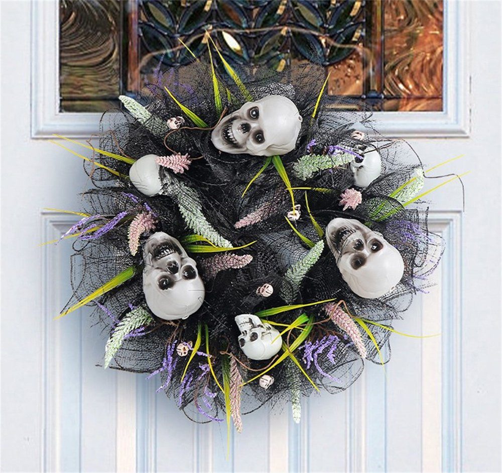 Türbehang festliche mit Girlande für Atmosphäre eine Dekorative, Halloween Kranz Totenköpfen, Kunstkranz Partyrequisiten