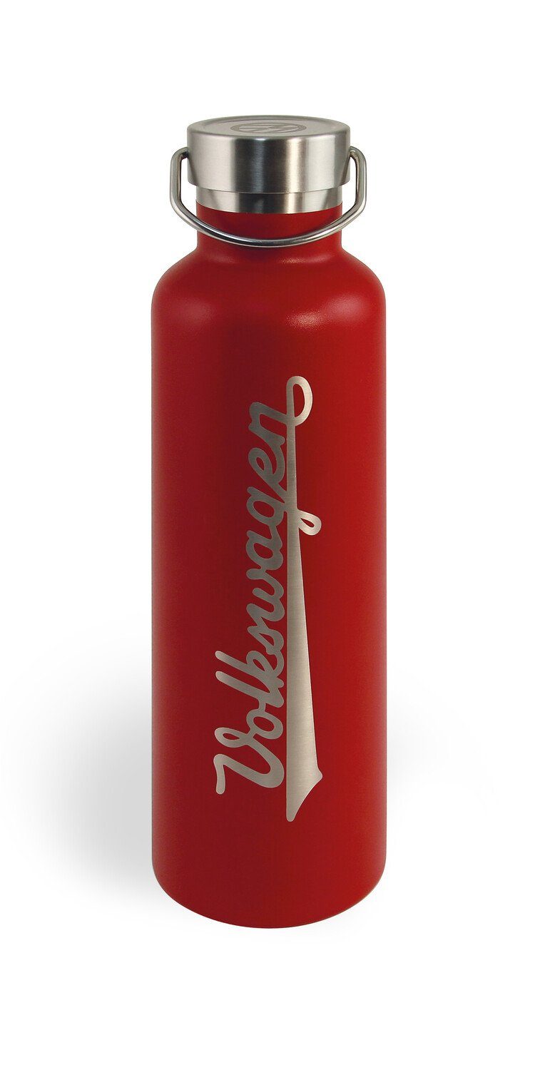VW Collection by BRISA Thermoflasche Volkswagen Isolierter Edelstahl Thermo Becher, Stilvoller roter Travel Mug mit VW Logo, 735 ml
