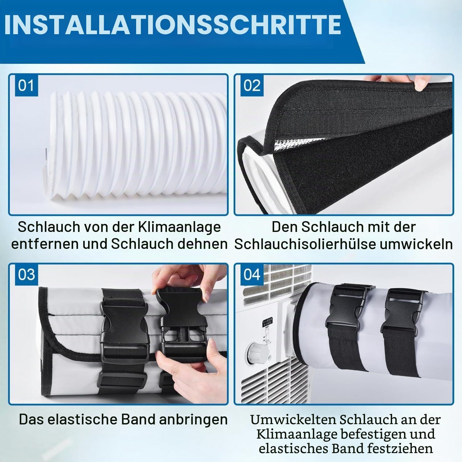 FOUORTUNATE-BEE Dampfsperrklebeband Klimaschlauch Isolierung 127/150 mm Isolierhülle für Klimaanlage Für mobiles Klimagerät Büro Schlafzimmer Wohnmobil mit 3 Gu – Bild 5 von 5