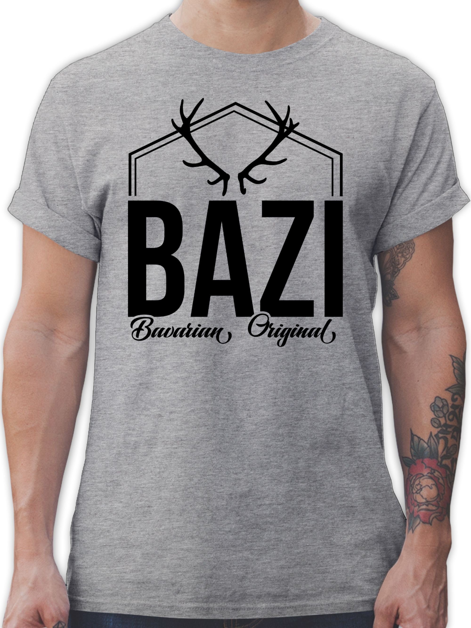 Shirtracer T-Shirt Bazi - Original Bavarian Bayern Männer 2 Grau meliert