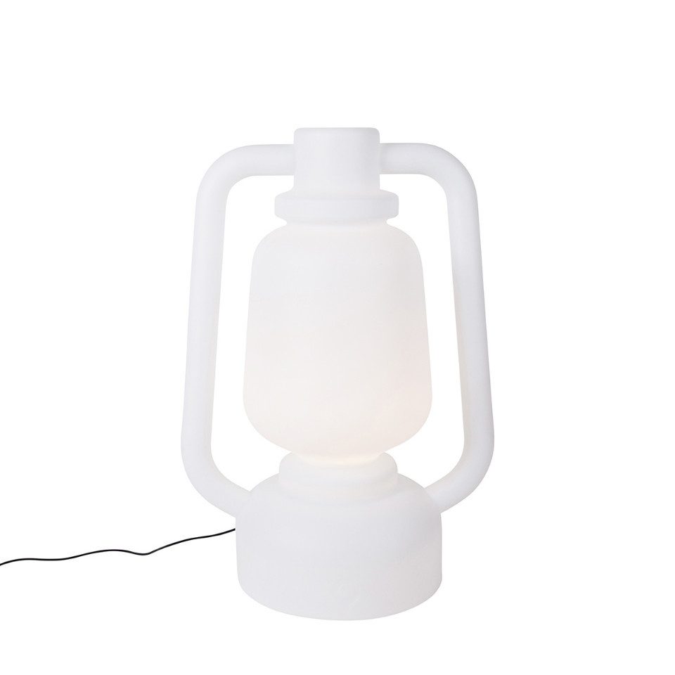 Qazqa Außen-Stehlampe Storm, LED wechselbar, E27, Weiß, Modern, Kunststoff, 1-flammig
