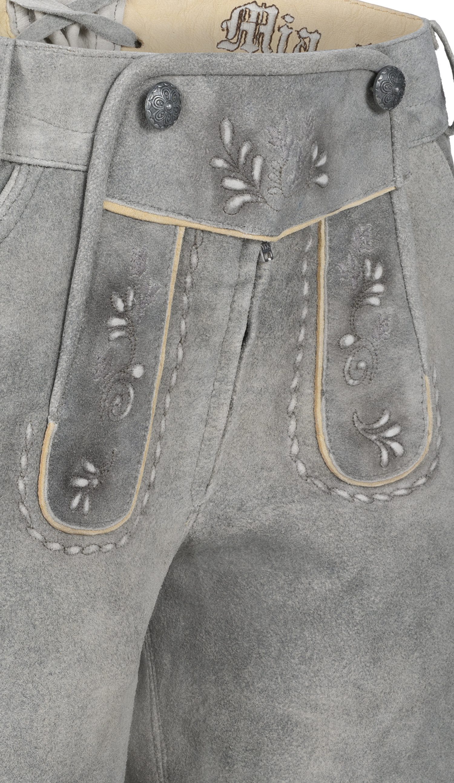Nübler Trachtenlederhose Lederhose Victoria-W London Fog in Hellgrau von Nübler.