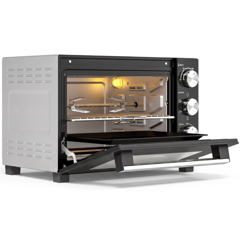kowdom Minibackofen Mini Backofen 36 L Heißluft 1500 W 230 °C Timer, 36 L, 1500 W, 90-230°C, Heißluft, Drehspieß