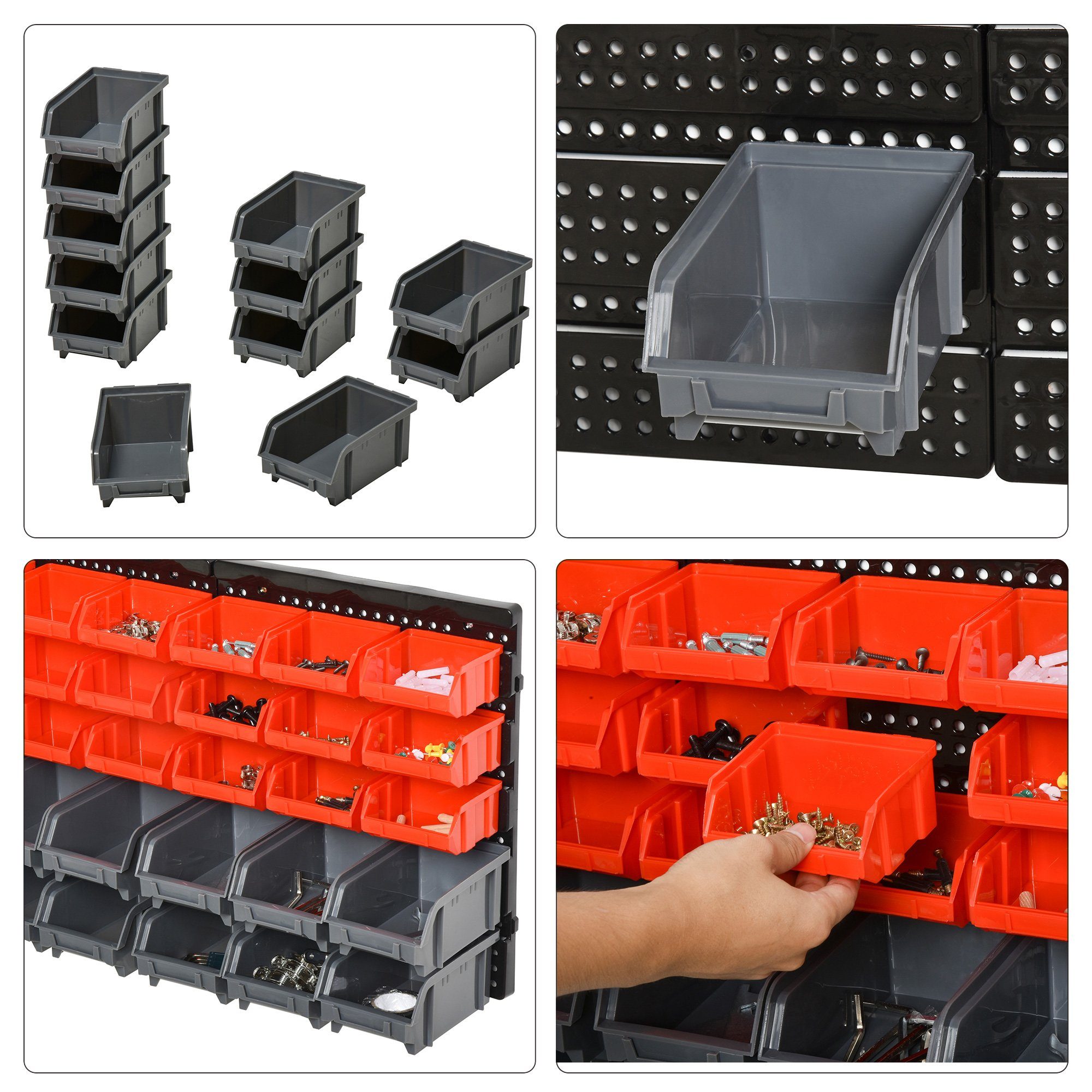 Stk., x (Werkzeuglochwand, cm mit Haken, Sichtlagerkästen, Schrauben, 1-tlg., 0 Lochwand 63 Durhand 2 Werkstattwandregal 37.5 für Werkstatt, Werkzeugaufbewahrung),