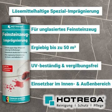 HOTREGA® Feinsteinzeug Imprägnierung 1L mit Microfasermopp und Microfasertuch Pflegeset