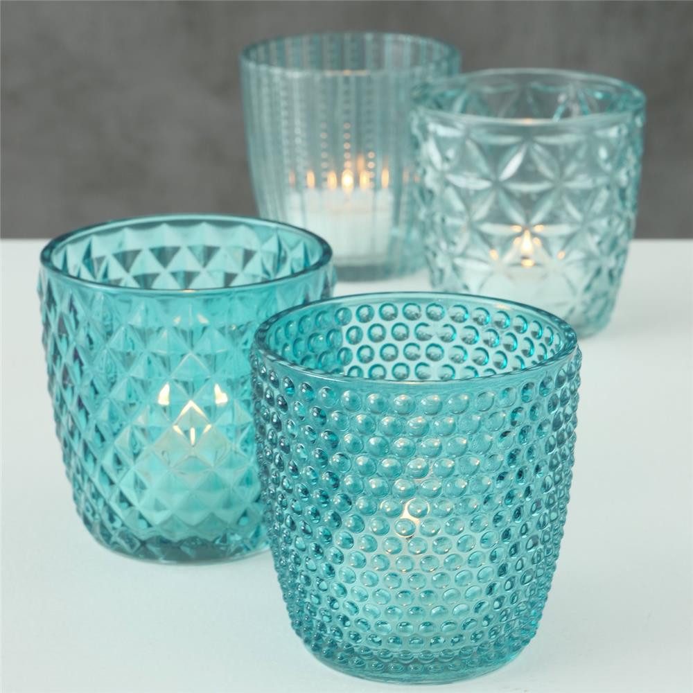 BOLTZE Windlicht Marilu 4er Set, Petrol günstig online kaufen